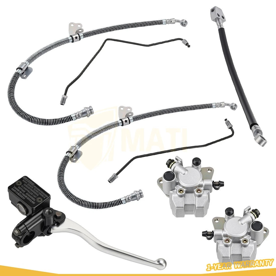 Front Brake Caliper Master Cylinder Hose Kit For Yamaha YFM600FW Grizzly 600 4x4 1998-2001