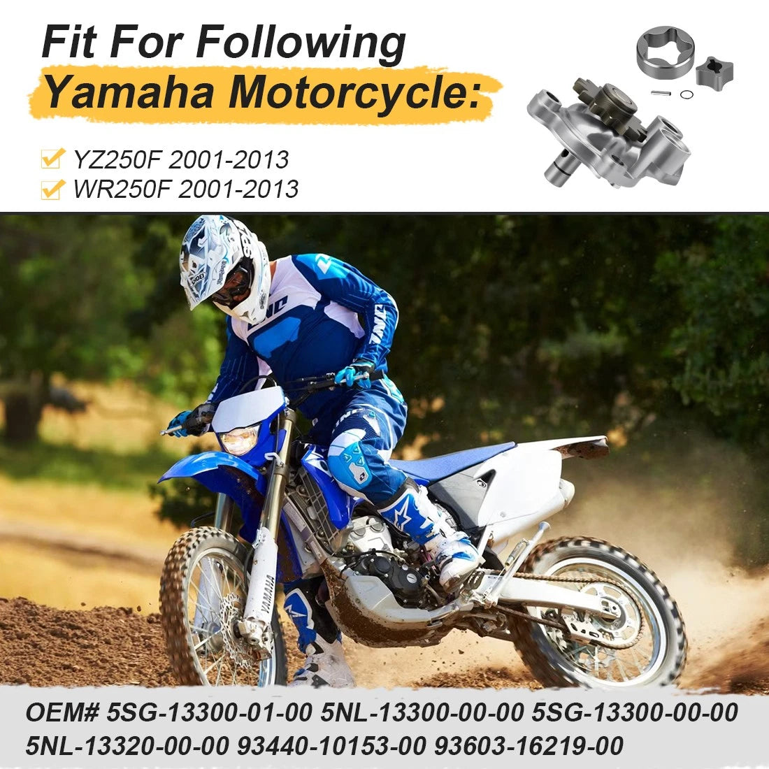 Oil Pump Assembly & Rotor Kit for Yamaha YZ250F WR250F 2001-2013 5SG-13300-01-00 5NL-13320-00-00
