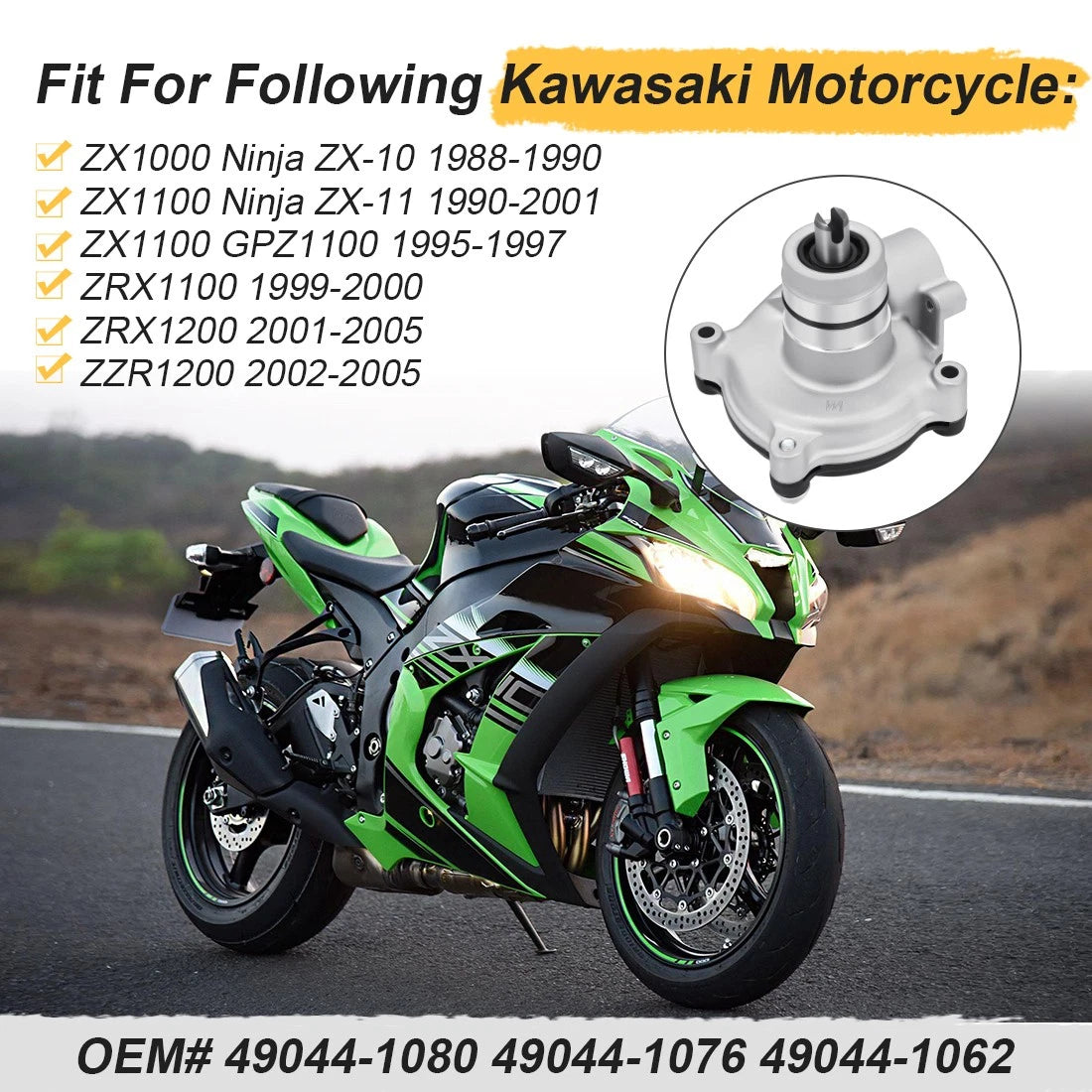 49044-1080 Water Pump For Kawasaki ZRX1100 ZRX1200 ZZR1200 ZX1100 ZX1000 Ninja ZX-10 Ninja ZX-11 1988-2005