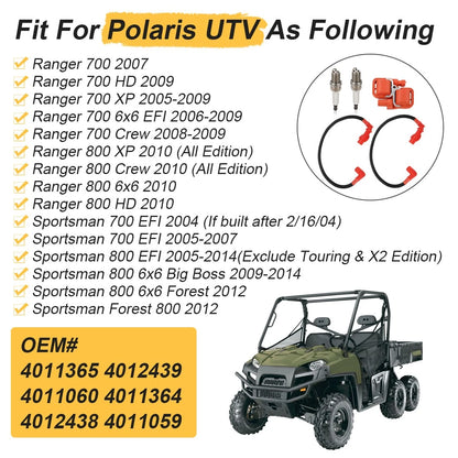 Ignition coil & Spark plug & Wire Cap For Polaris Sportsman Ranger RZR 700 800 2005-2016 4010425
