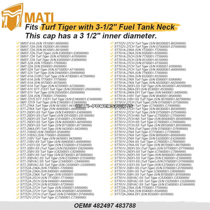 3.5" Fuel Tank Cap with Gauge for Scag Turf Tiger 482497 483788