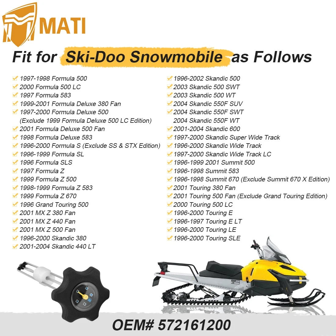 Fuel Petrol Gas Gauge Cap For Ski-Doo 572161200 1996-2004