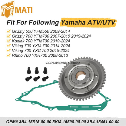 Starter One Way Clutch Idler Gear Gasket Kit For Yamaha YFM550 YFM700 YXM700 YXC700 YXR700 2007-2024