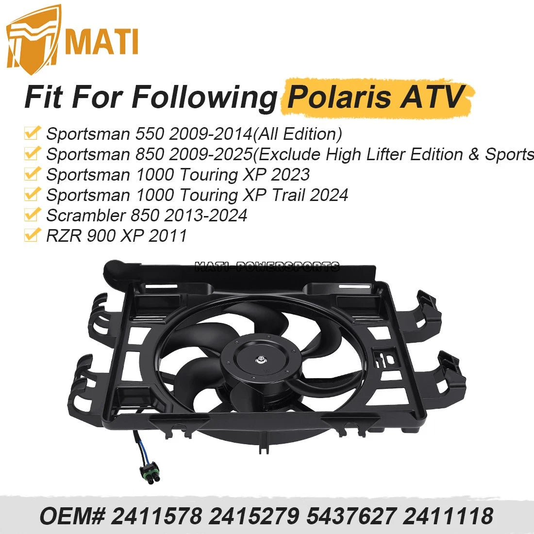 Radiator Fan-Assembly for Polaris Sportsman 550 850 1000 Scrambler 850 2009-2025 2411578